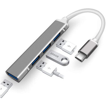TYPE C to USB Hub, 4 Port USB C Splitter, USBC to USB Hub for MacBook and Cellphone, Compatible with MacBook Pro 2020/2019, iPad Pro 2020, XPS, Surface, Galaxy S9/S8, Huawei MateBook and More