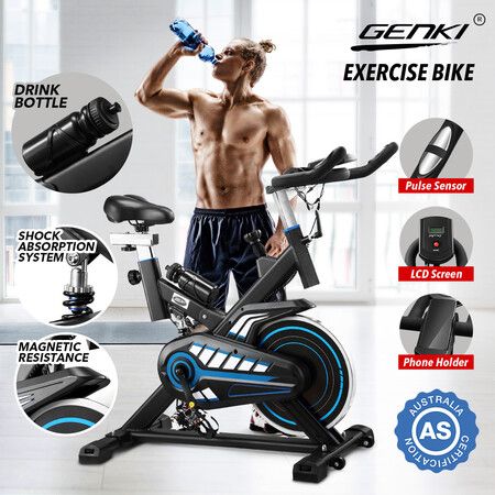 Genki Magnetic Exercise Bike Stationary Spin Bike Home Gym Bicycle Equipment Indoor Cycling with LCD