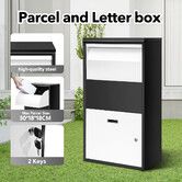 Metal Letter Box Lockable Post Mail Box Parcel Letterbox Mailbox for A4 Mail 30x18x18cm Package