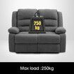 Soft Fabric Recliner Chair Sofa Lounge Armchair Grey Loveseat 2 Seater for Living Room Bedroom