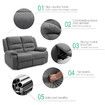 Soft Fabric Recliner Chair Sofa Lounge Armchair Grey Loveseat 2 Seater for Living Room Bedroom