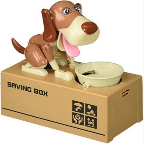 My Dog Piggy Bank - Robotic Coin Munching Toy Money Box Automated Puppy Stealing Coin Bank, Money Box