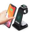 Foldable 3-in-1 Wireless Charger Stand Charging Station for Apple and Samsung Phone, iWatch and AirPods Black