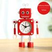 Robot Alarm Clock,Stainless Metal Non-Ticking Wake-up Clock with Flashing Eye Lights and Rotating Arm,Gift to Children (Red)