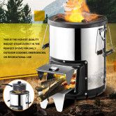 Portable Camping Stove Stainless Steel Wood Burning Outdoor Cooking Stove Cooker Picnic Emergency