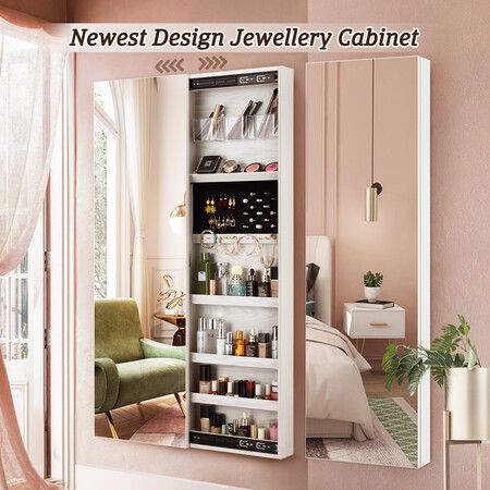 Mirror Jewellery Armoire Cabinet, Wall Mounted Mirror Jewelry Armoire