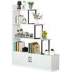 5 Tier Ladder Bookshelf Bookcase Storage Cube Rack Cabinet Display Shelf Unit with 2 Doors