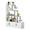 5 Level Ladder Bookshelves Bookcase Storage Cabinet Cube Shelf Display Unit with Doors