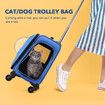 Petscene Rolling Portable Dog Cat Travel Carrier Bag Case Suitcase Blue 40x37x25CM