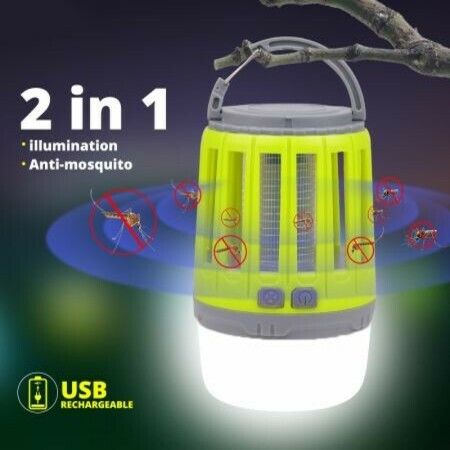 Solar Light Mosquito Killer Lamp Electric Repellent Portable Lantern for Camping outdoor Col. Lt.Green