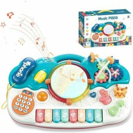 Baby Piano Toys Musical Toys Kids Electronic Piano Keyboard Toys Music Drum Toys, Learning Toys Eduactional Gift for Baby Infant Toddler Girls Boys - Blue