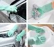 Cleaning Sponge Gloves, Dishwashing Gloves Washing. 1 Pair (13.6" Large)