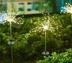 2 Pack 120LED 8 Modes Solar  Firework Lights Plug in Ground Starburst Col.Warm White