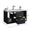 90cm Bathroom Cabinet Vanity with Sink 2 Drawers 2 Open Shelves Wall Mount Black