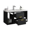 90cm Bathroom Cabinet Vanity with Sink 2 Drawers 2 Open Shelves Wall Mount Black