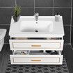 90cm Bathroom Sink Cabinet Vanity Two Large Drawers Wall Mount White