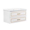 90cm Bathroom Sink Cabinet Vanity Two Large Drawers Wall Mount White