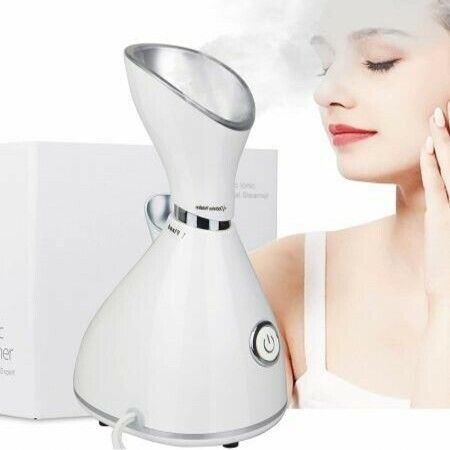 Facial Steamer - LONOVE Face Steamer for Facial Deep Cleaning Home Facial Spa Warm Mist Humidifier Atomizer Sauna Sinuses Unclogs Pores with Blackhead Stainless Steel Kit and Hair Band