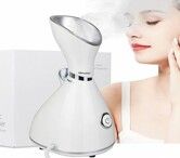 Facial Steamer - LONOVE Face Steamer for Facial Deep Cleaning Home Facial Spa Warm Mist Humidifier Atomizer Sauna Sinuses Unclogs Pores with Blackhead Stainless Steel Kit and Hair Band