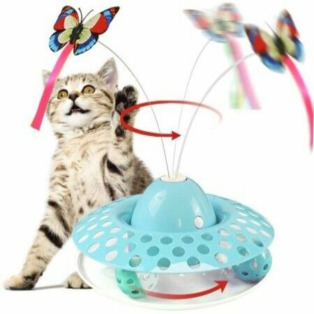 Interactive Cat Toys - Automatic Electric Rotating Butterfly & Ball Exercise Kitten Toy Funny Cat Teaser Toys