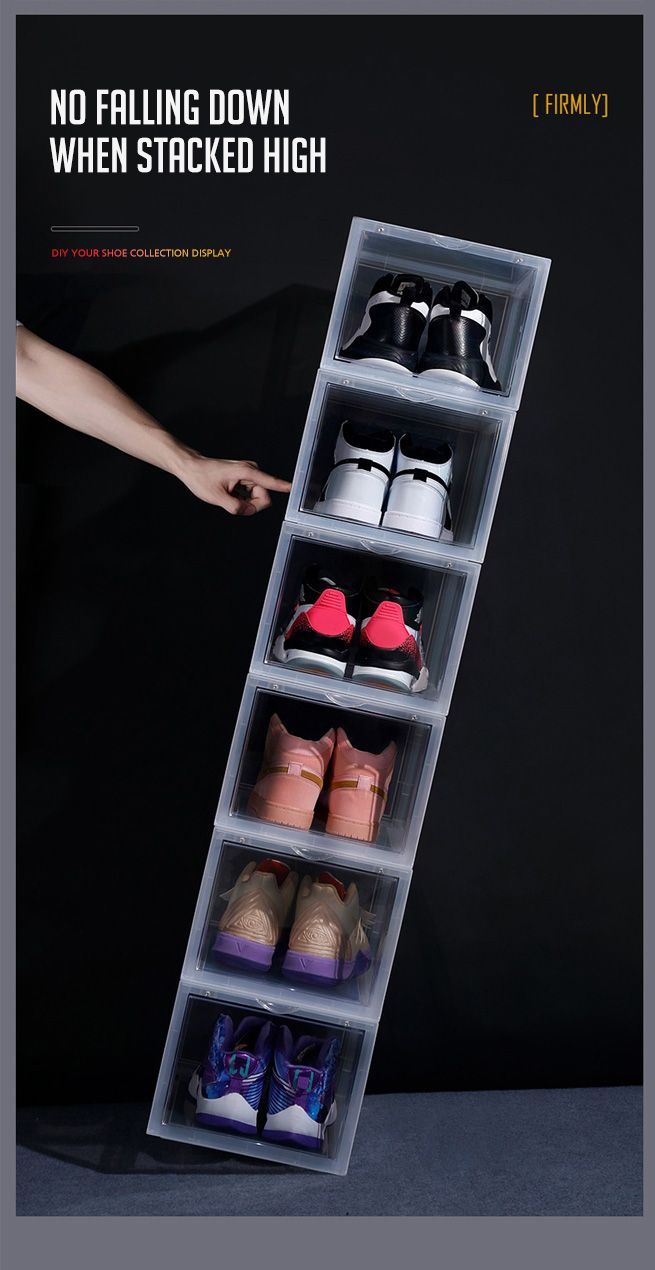 12PCS Shoe Storage Box Sneaker Display Cases ABS Plastic Boxes Stackable Organiser Transparent