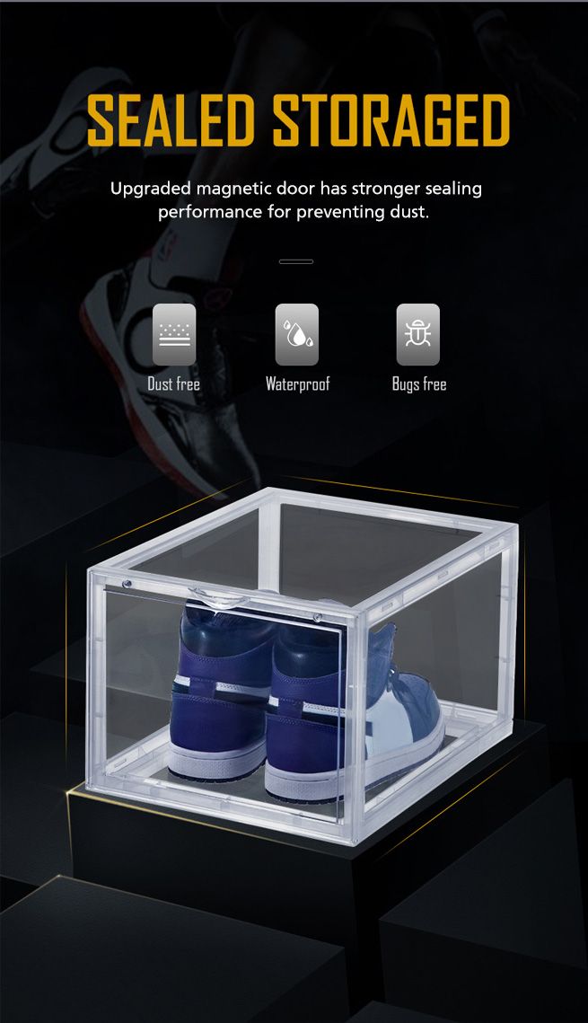 12PCS Shoe Storage Box Sneaker Display Cases ABS Plastic Boxes Stackable Organiser Transparent