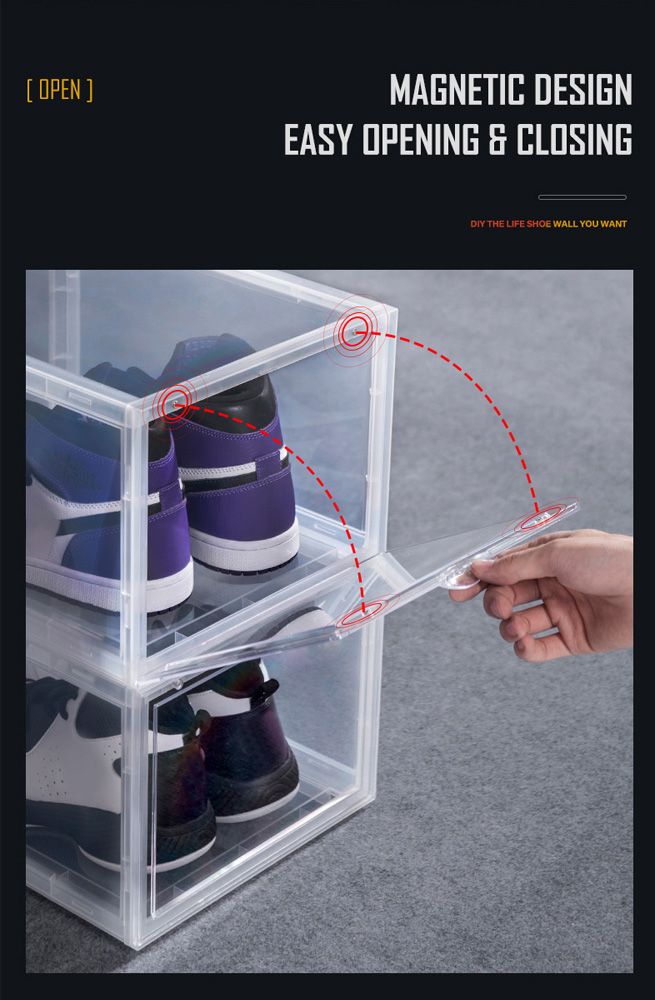 12PCS Shoe Storage Box Sneaker Display Cases ABS Plastic Boxes Stackable Organiser Transparent