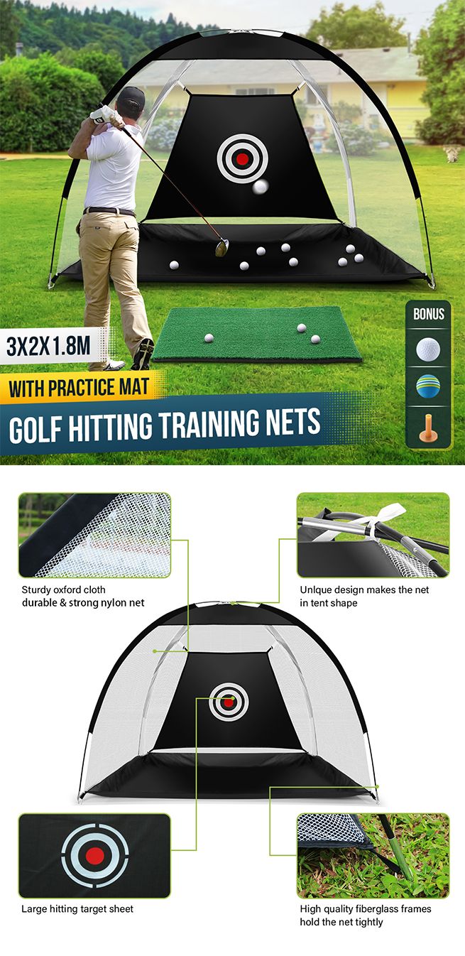 Golf Practice Net and Hitting Mat Target Set Training Aids Home Golf Swing Driving  Indoor Outdoor | Crazy Sales
