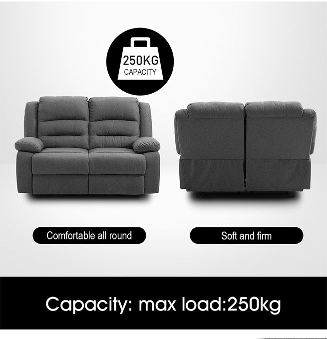 Soft Fabric Recliner Chair Sofa Lounge Armchair Grey Loveseat 2 Seater