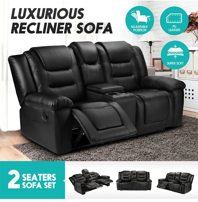 2 Seater Recliner Chair Lounge Sofa, Leather Recliner Chair Living Room