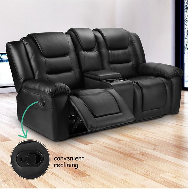 black loveseat and chair