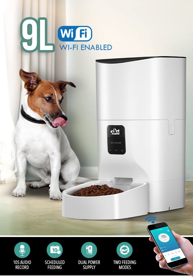 Petscene 9L Automatic Pet Feeder Wi-Fi Smart Cat Dog Feeder with App ...