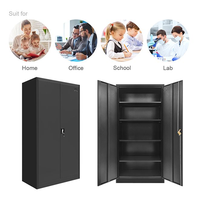 Black/White Metal Office Filing Cabinet Lockable 180cm Office Space Save Cabinet 