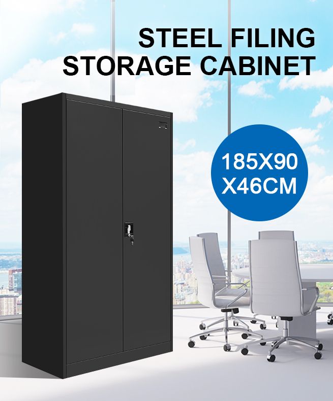 185cm Steel Filing Cabinet Office Home Stationary Lockable Storage ...