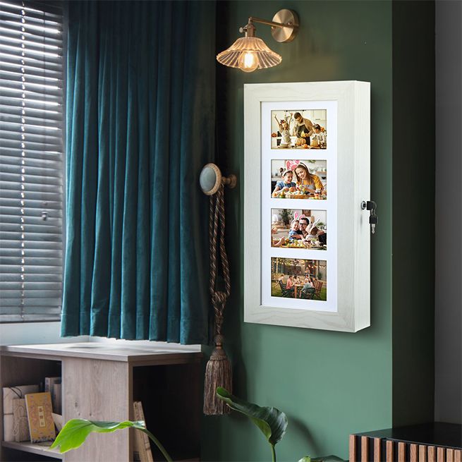 Mirrored Lockable Wall Hanging Jewellery Organizer Earrings