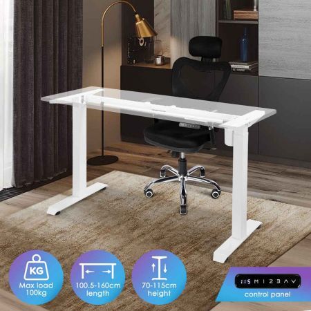 White Electric Standing Desk Frame Motorised Height Width Adjustable Sit Stand Up Desk Frame