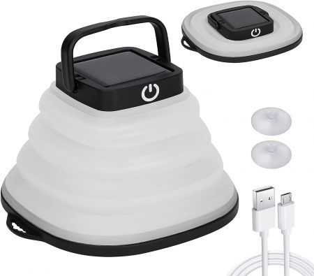 Solar Camping Lights, Portable Collapsible Crush Warm Light Solar Powered Lantern Waterproof LED Hanging Lanterns