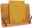 Bamboo Book Stand,wishacc Adjustable Book Holder Tray Bookstand