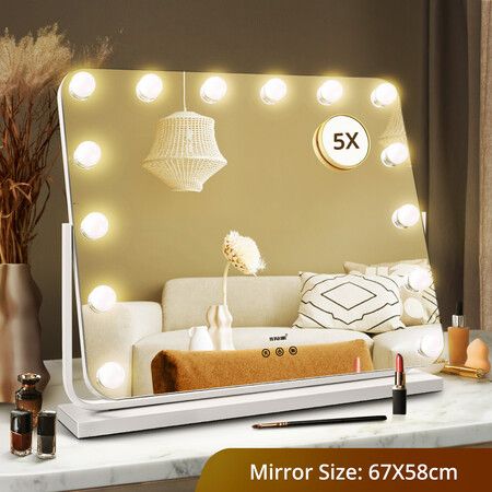Maxkon Hollywood Makeup Vanity Mirror with 14 LED Lights 5X Magnification Touch Control