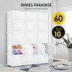 60 Pairs Stackable Shoe Storage Box Organiser Cube DIY Shoe Cabinet Rack Shelf 30 Tier White