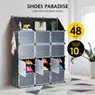 48 Pairs Stackable Shoe Storage Box Organiser Cube DIY Shoe Cabinet Rack Shelf 24 Tier Black