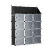 48 Pairs Stackable Shoe Storage Box Organiser Cube DIY Shoe Cabinet Rack Shelf 24 Tier Black