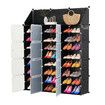 48 Pairs Stackable Shoe Storage Box Organiser Cube DIY Shoe Cabinet Rack Shelf 24 Tier Black