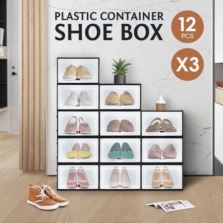 36PCS Plastic Shoe Display Cases Stackable Storage Organiser Box White