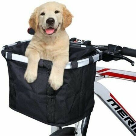 Pet Bicycle Basket Detachable Cycle Front Canvas Basket Carrier Bag Pet Carrier