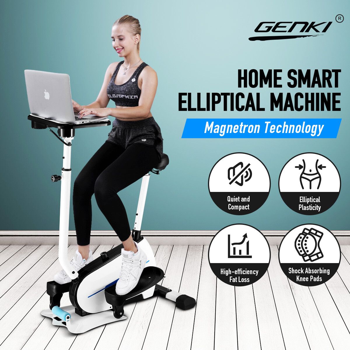 Genki Magnetic Cross Trainer Elliptical Trainer Machine Home Gym Equipment with LED Display