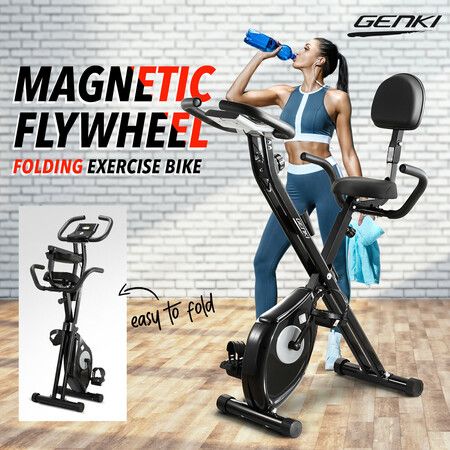 Genki 2-in-1 Folding Exercise Bike Magnetic Upright Recumbent Spin Bicycle with LCD and Magnetic Resistance