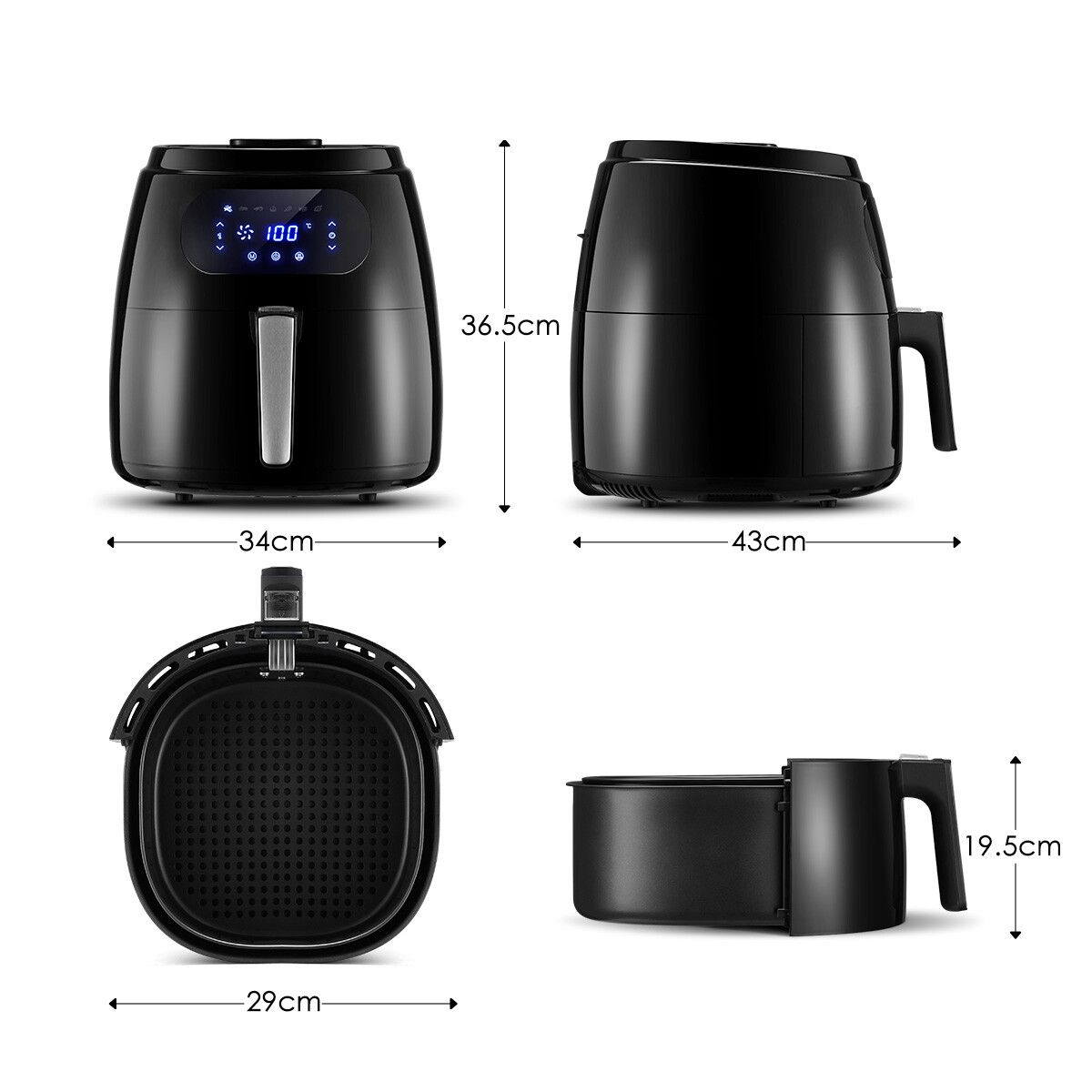 Maxkon 1800w 8.5l Air Fryer Touch Control Frying Food Kitchen Appliance 