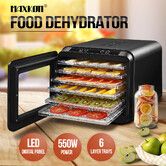 Maxkon Food Dehydrator Fruit Vegetable Meat Dryer Maker Machine 6 Trays and Timer 