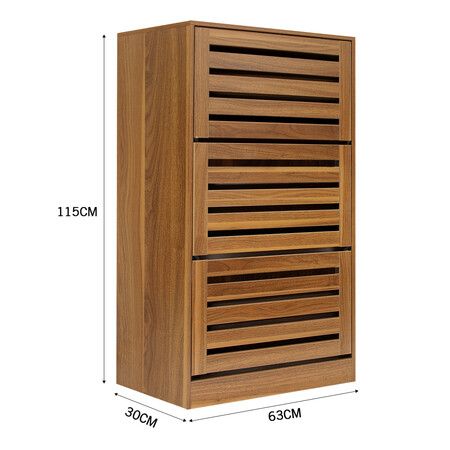 Oak Shoe Cabinet Rack Wooden Shelf Organiser w/3 Drawers 45 Pairs Shoes ...